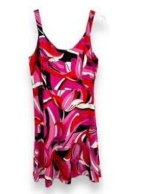 NWT Lexington Avenue Vibrant Pink & Red Abstract Print Slip Dress